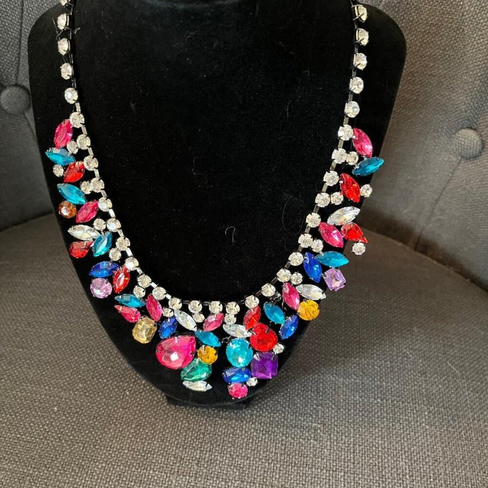 Susan Graver Multicolored Rhinestone Necklace